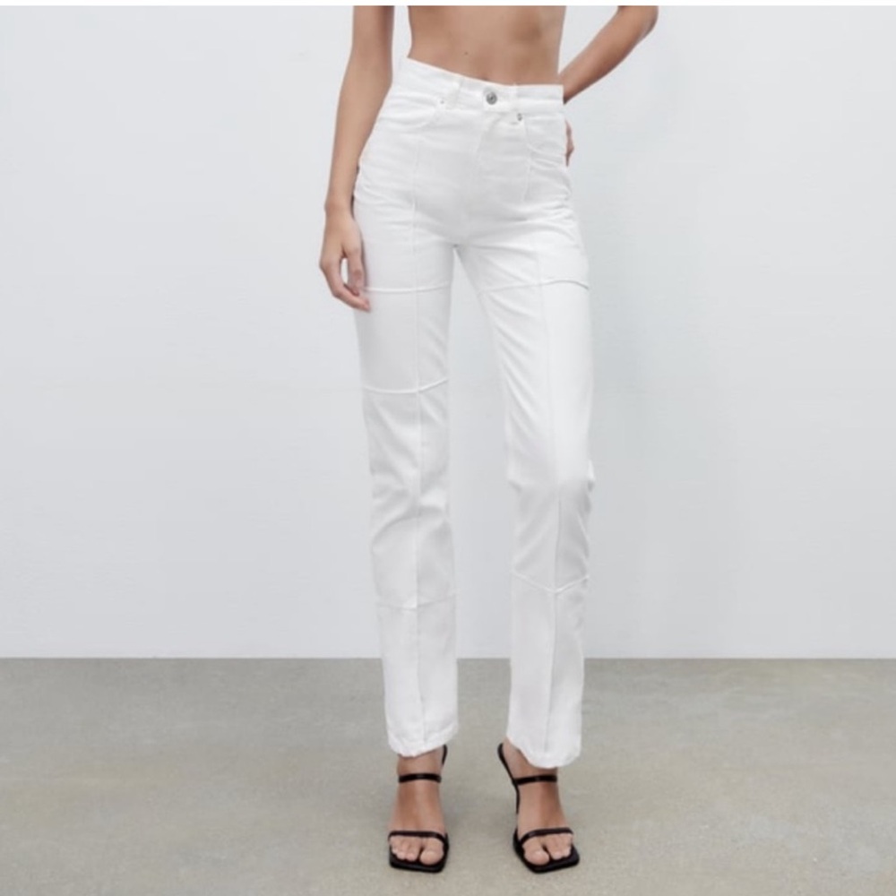 Zara Straight Leg Patchwork Jeans